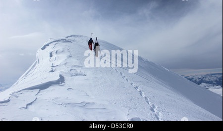 Tour de ski sommet des Dômes de Miage Banque D'Images