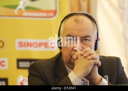 Bydgoszcz, Pologne, 23 mars 2013 Conférence de presse avant les Championnats du Monde de cross-country. Plus de 400 coureurs venus de 47 pays différents participeront à ces championnats qui commence sur Sundey, 24e, mars dans Myslecinek Park à Bydgoszcz. Jerzy Skucha, Président de la Fédération polonaise d'athlétisme prend part à la conférence. Credit : Michal Fludra / Alamy Live News Banque D'Images