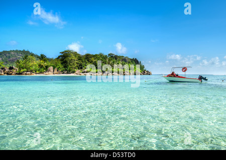 Plage de Port Launay, l'île de Mahé, Seychelles Banque D'Images