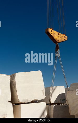 Détail d'une grue Levage en blocs dans une carrière, de l'Alentejo, Portugal Banque D'Images