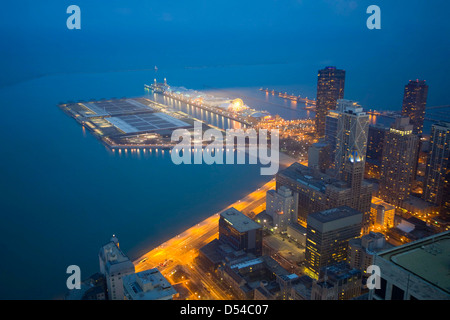 Chicago et le lac Michigan à partir de la 94e étage de la John Hancock Building, Chicago, Illinois Banque D'Images