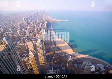 Chicago tours photographié d le 94e étage de la John Hancock Building Banque D'Images