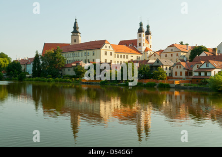 Château de l'eau Réflexions, Telc, République Tchèque Banque D'Images