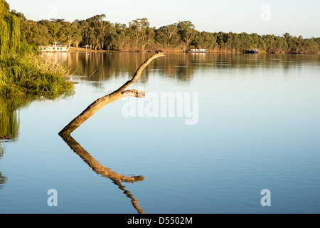 Lever du soleil à Punyelroo sur la rivière Murray en Australie du Sud. Banque D'Images