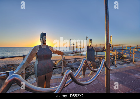 Coucher de soleil à la plage de Brighton, l'Adelaide Australie Adelaide Banque D'Images