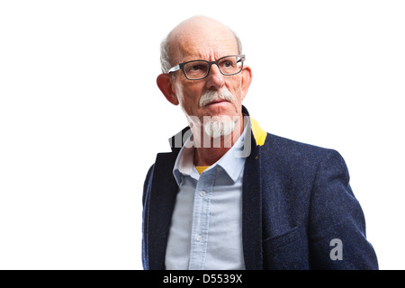Bien habillé sérieux senior. Isolées. Banque D'Images