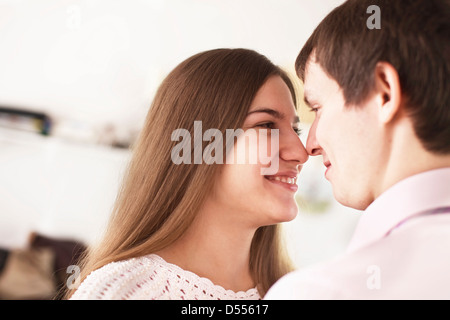 Smiling couple touching noses Banque D'Images