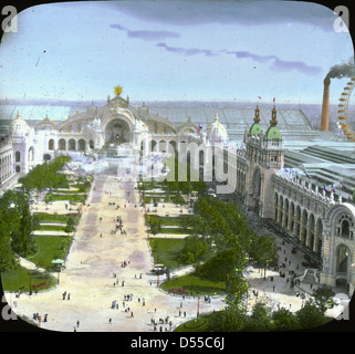 Paris Exposition : Chateau d'eau et Palais de l'électricité, vue aérienne, Paris, France, 1900 Banque D'Images