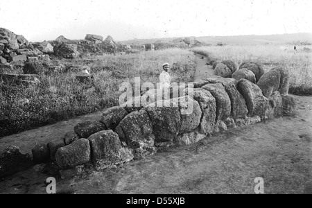 Le temple de Zeus en Italie, capturé sur cette photographie, est une ruine antique, remarquable par ses éléments architecturaux grecs classiques. Le temple est situé dans le site archéologique d'Olympie, autrefois un centre pour les Jeux Olympiques antiques. Banque D'Images