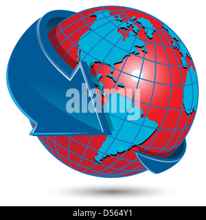 Illustration abstract red globe sur fond blanc Banque D'Images