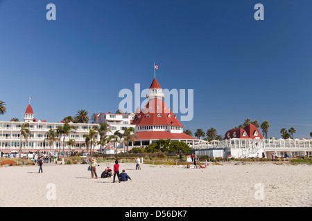 L'Hotel del Coronado à la plage sur l'île Coronado, San Diego, Californie, États-Unis d'Amérique, USA Banque D'Images