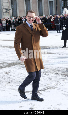 Daniel Westling, fiancé de la Princesse Victoria de Suède, célèbre sa fête au Palais Royal de Stockholm, Suède, le 12 mars 2010. Photo : Patrick van Katwijk Banque D'Images