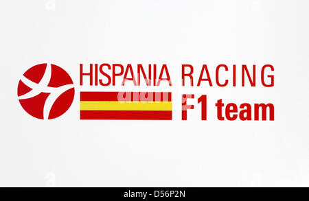 Signe de l'équipe Hispania Racing photographié à Sakhir race track avant le Grand Prix de Formule 1 de Bahreïn, près de Manama, Bahreïn, le 10 mars 2010. Le Grand Prix de Bahreïn ont lancé la saison de Formule 1 2010. Foto : Jens Buettner Banque D'Images