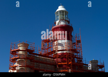 Travaux de rénovation à l'cap Agulhas lighthouse. Banque D'Images