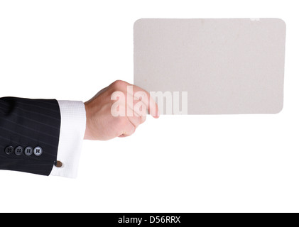 Tenir la main de carte en carton with copy space Banque D'Images