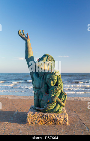 La tempête de 1900 et statue sculpture memorial sur la digue de Galveston, Texas, États-Unis. Banque D'Images