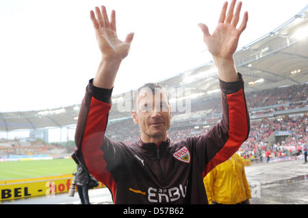 Le gardien de Stuttgart Jens Lehmann après Bundesliga match VfB Stuttgart vs Mainz 05 chez Mercedes-Benz Arena de Stuttgart, Allemagne, 01 mai 2010. Photo : Bernd Weissbrod Banque D'Images