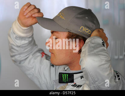 Le pilote allemand Nico Rosberg de Mercedes GP au cours de la pratique 1 session au circuit de la rue Monte Carlo, Monaco, 13 mai 2010. 2010 Le Grand Prix de Formule 1 Monaco est tenue le 16 mai 2010. Photo : PETER STEFFEN Banque D'Images