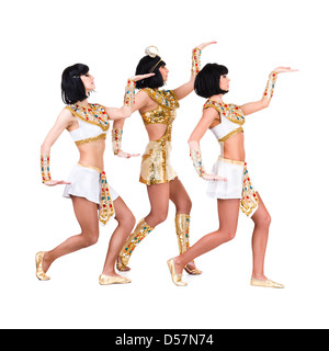 Pharaon danse femmes portant un costume égyptien. Banque D'Images