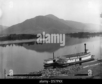 Confluent des rivières Thompson Nord et Sud, Kamloops, C.-B., 1887 Banque D'Images