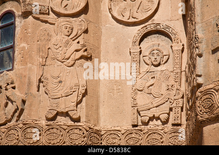 Plus de détails, l'église de la Sainte Croix, la cathédrale arménienne, l'île Akdamar, lac de Van, au sud-est de l'Anatolie, Turquie, Asie Banque D'Images