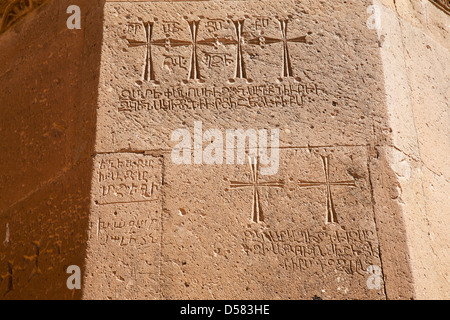 Plus de détails, l'église de la Sainte Croix, la cathédrale arménienne, l'île Akdamar, lac de Van, au sud-est de l'Anatolie, Turquie, Asie Banque D'Images