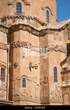 Plus de détails, l'église de la Sainte Croix, la cathédrale arménienne, l'île Akdamar, lac de Van, au sud-est de l'Anatolie, Turquie, Asie Banque D'Images