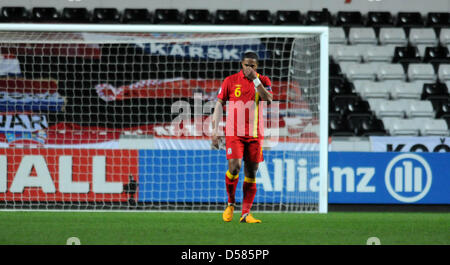 Qualification de la Coupe du Monde FIFA 2014 - Pays de Galles v France - Swansea - 26 mars 2013 : Pays de Galles Capitaine Ashley Williams réagit après le deuxième but de la Croatie. Banque D'Images