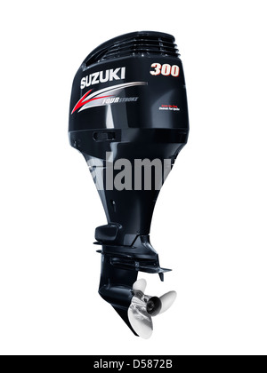 Bateaux à moteur hors bord Suzuki 300 moteur quatre temps isolé sur fond blanc avec clipping path Banque D'Images