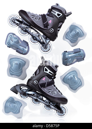 K2 Athena womens inline skates, rollers et matériel de protection accessoires, dynamique artistique still life isolated on white Banque D'Images