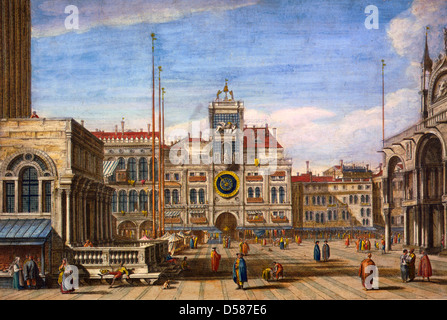 Une vue de ye grande horloge de la place à Venise, Italie, vers 1735 Banque D'Images