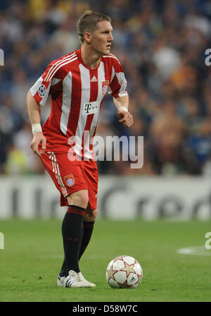 La Munich Bastian Schweinsteiger durant la finale de la Ligue des Champions de l'UEFA le FC Bayern Munich vs FC Internazionale Milano à Santiago Bernabeu à Madrid, Espagne, 22 mai 2010. Le Bayern Munich a perdu contre l'Inter 0-2. Photo : Andreas Gebert Banque D'Images