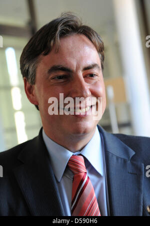 L'état et du parti CDU whip de Basse-Saxe, David McAllister, répond aux questions sur le parlement de l'état de Hanovre, Allemagne, 03 juin 2010. 39-year-old McAllister pourrait devenir Basse-saxe le prochain premier ministre devrait agir Premier ministre Wulff réussir comme le président allemand Horst Koehler. Photo : PETER STEFFEN Banque D'Images