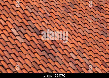 Old Red slate roof tiles texture de fond abstrait Banque D'Images