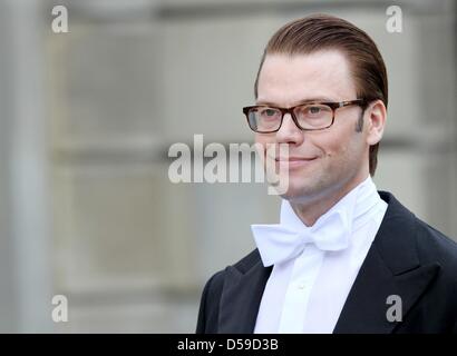 Epoux Daniel Westling arrive à la cathédrale de Stockholm Storkyrkan pour son mariage avec la Princesse Victoria de Suède à Stockholm, Suède, le 19 juin 2010. Photo : Patrick van Katwijk Banque D'Images