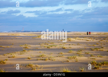 Beach et de marais en hiver à l'île de la Frise orientale Mer du Nord Spiekeroog, Allemagne. Banque D'Images