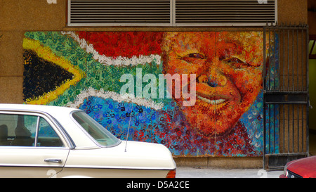 L'art mural, district six, Cape Town, Afrique du Sud Banque D'Images