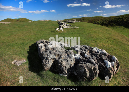 L'été, Arbor Henge basse Stone Circle, près du village de Monyash dans le parc national de Peak District, Derbyshire, Angleterre, RU Banque D'Images