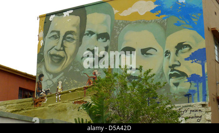 L'art mural, district six, Cape Town, Afrique du Sud Banque D'Images