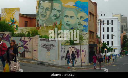 L'art mural, district six, Cape Town, Afrique du Sud Banque D'Images