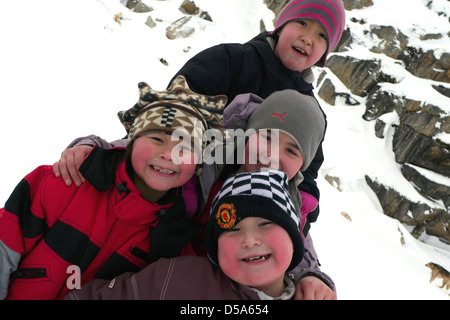 Enfants au Groenland, l'ouest du Groenland, Greenland Banque D'Images