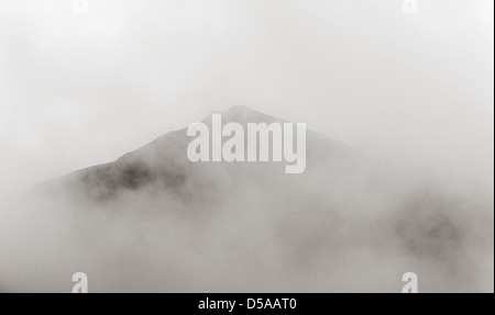 Les nuages bas, la brume et le brouillard obscur partiellement la chaîne de l'Alaska, Denali National Park, Alaska, USA Banque D'Images
