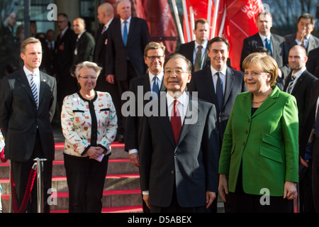 Hanovre, Allemagne, Angela Merkel et Wen Jiabao, Premier Ministre de la Chine Banque D'Images