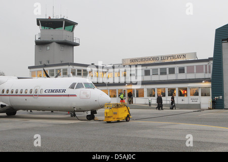 Sønderborg, Danemark, un ATR 72-202 marque machine Cimber Air sur l'aérodrome Banque D'Images