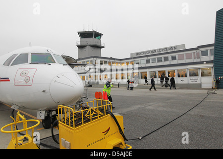 Sønderborg, Danemark, un ATR 72-202 marque machine Cimber Air sur l'aérodrome Banque D'Images