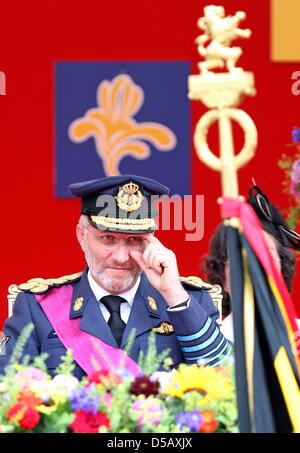 Le Prince Philippe de Belgique participe à la parade militaire à l'occasion de la fête nationale belge à Bruxelles, Belgique, 21 juillet 2010. Photo : Patrick van Katwijk Banque D'Images