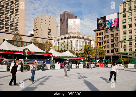 Union Square Patinoire , San Francisco, Californie, États-Unis d'Amérique, USA Banque D'Images