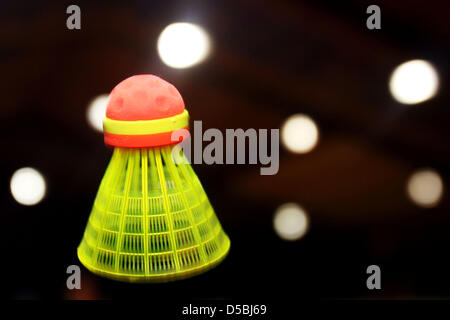 Un soi-disant 'speeder' sur la photo pendant un match de badminton à Hambourg, Allemagne, 24 août 2010. Le Speed Badminton combine les aspects les plus rapides de badminton, squash et tennis. Photo : Malte Chrétiens Banque D'Images