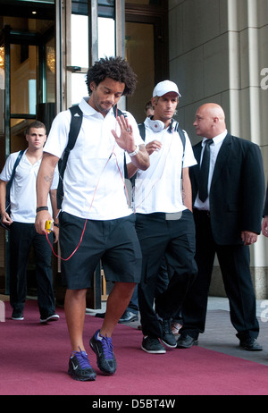 Marcelo Vieira da Silva Júnior du Real Madrid quitter l'hôtel Ritz Carlton. Berlin, Allemagne - 27.07.2011. Banque D'Images