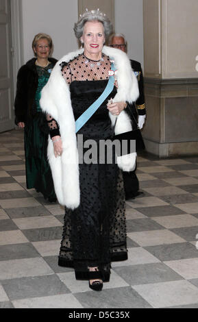 La Princesse Benedikte du Danemark arrive pour un dîner pour les membres du parlement danois et des membres du Parlement européen organisé par la reine du Danemark au Palais de Christiansborg à Copenhague, Danemark, 27 janvier 2010. Photo : Patrick van Katwijk Banque D'Images